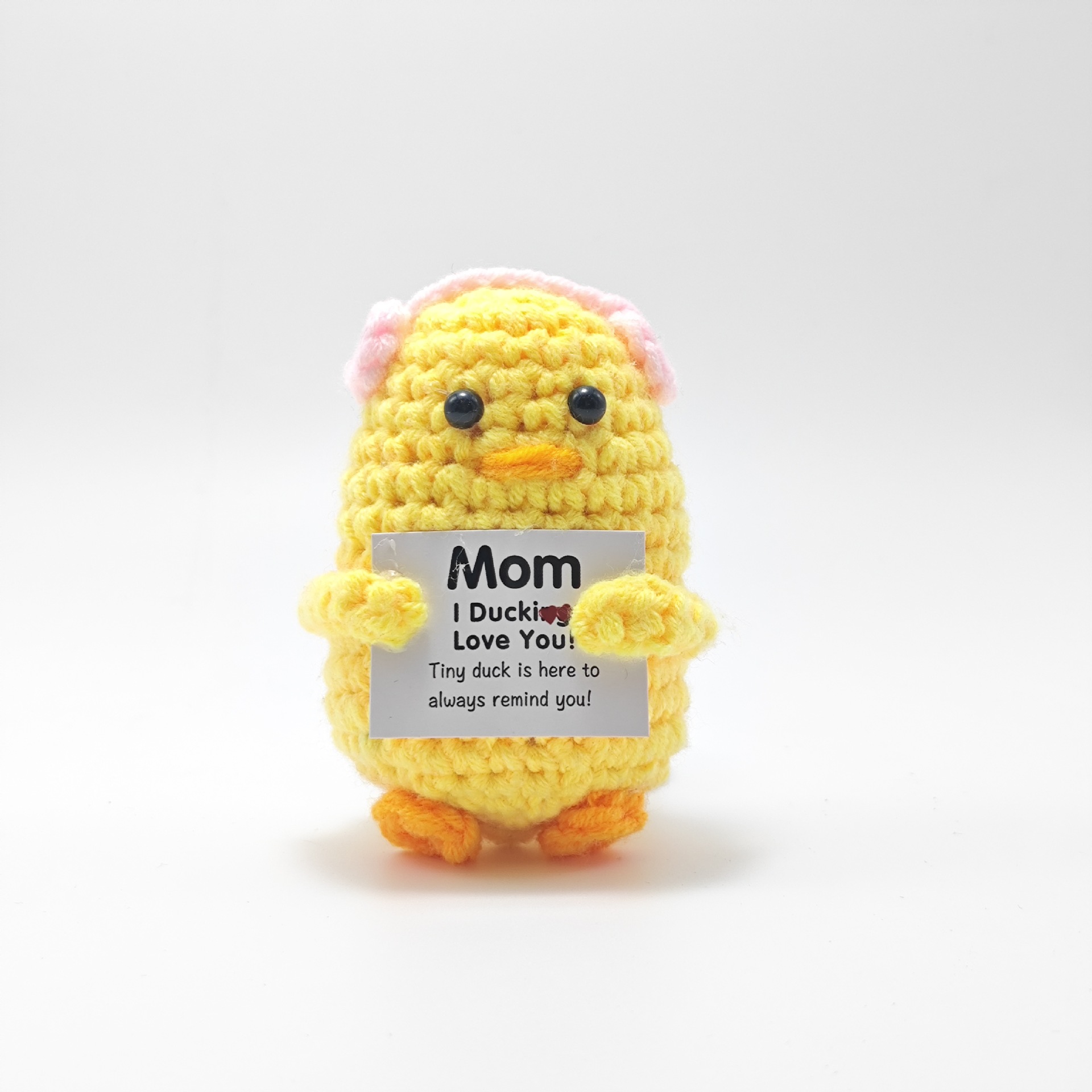 Tarjeta m de auriculares rosa pato amarillo