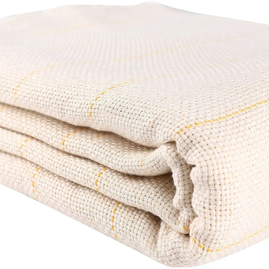 Garis kuning gulungan bordir putih poly katun karpet dukungan karpet tufting kain utama biksu tufting kain untuk tufting gun