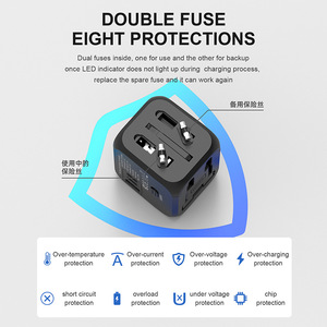 8in1多通用世界旅行适配器插座欧盟英国美国插头适配器，带USB + 2 c型端口旅行插头适配器转换器 - Product Image 6