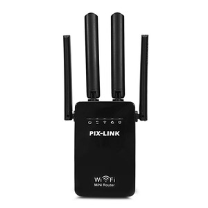 黑色2.4G无线中继器300Mbps路由器无线增强器家庭无线远程扩展器无线信号放大器中继器 - Product Image 2