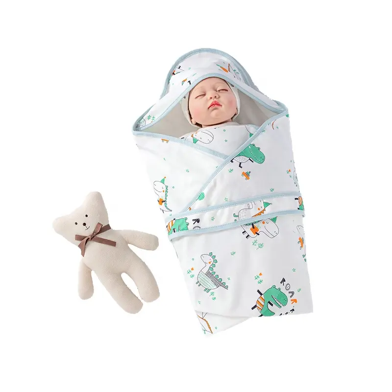 100 Katoen Security Custom Pasgeboren Baby Wrap Swaddle Deken Gebreide Wraps Met Hoed