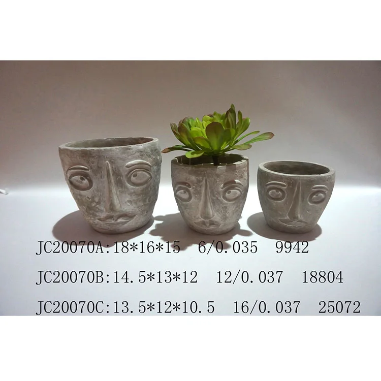 Column Goblet Shape Artificial Art Decoration Cement Carved Flower Pot