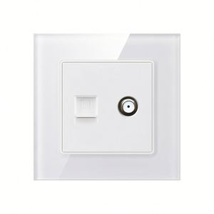 White 86 Type Wall <strong>Network</strong> Cable Switch Socket Household Wired Closed Circuit Tv and Optical Fiber <strong>Network</strong> Panel Tv <strong>Computer</strong> - Product Image 1