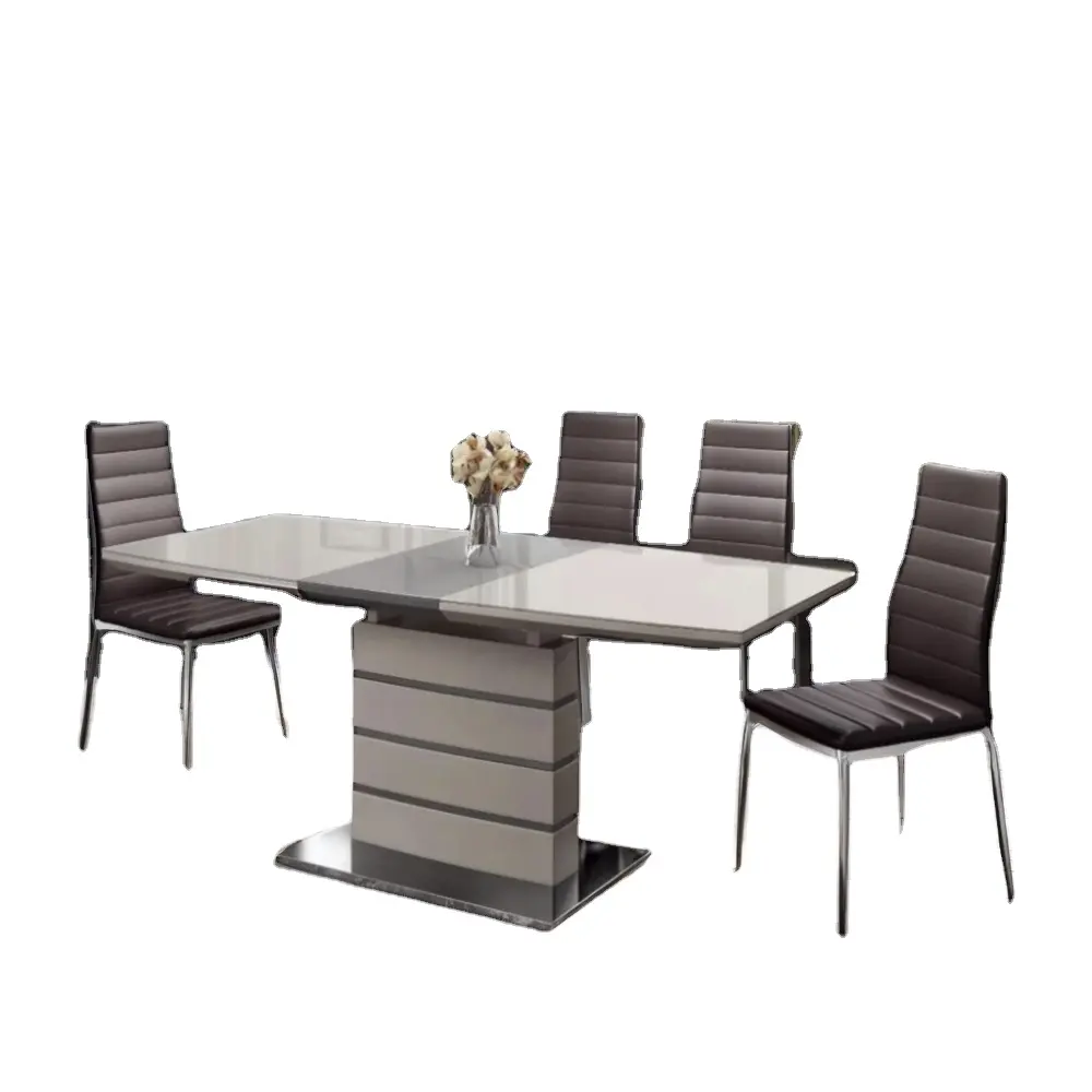 Mesa de comedor MDF pintada de alto brillo moderna, muebles de comedor, parte superior retráctil para el hogar, sala de estar o al aire libre, 1 pieza