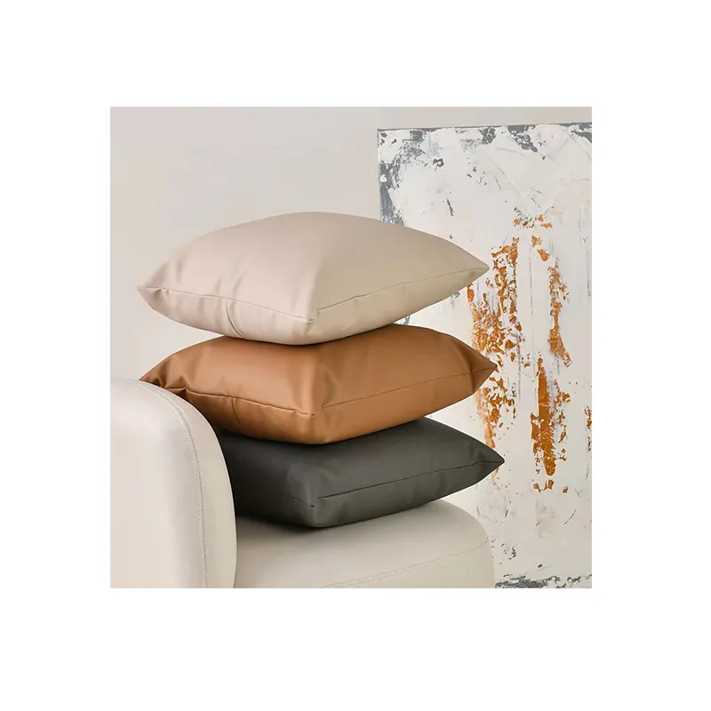 Snugtown-funda de almohada decorativa de cuero de imitación marrón, funda de almohada para sofá bronceada, cama marrón y plana de 18x18 pulgadas