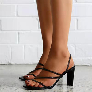 春夏新款女单线罗马方头厚跟凉鞋 - Product Image 5