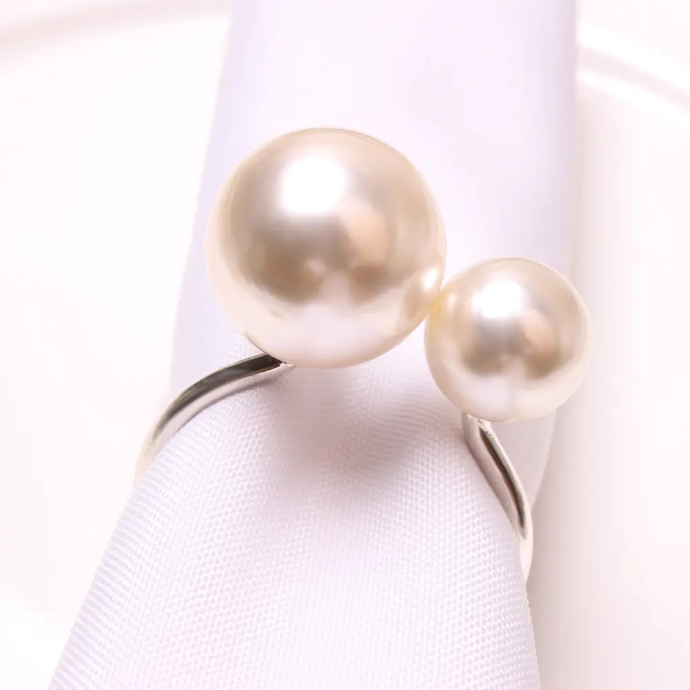 luxury wedding thankful nordic easter napkin ring holder with pearls metal silver gold table napkin rings