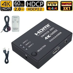 <strong>5</strong> 3 In <strong>1</strong> Out 2.0 <strong>Switch</strong> 3X1 Switcher 5x1 With IR Remote Control HDCP 2.2 4K 60Hz HDR Converter For PS4 <strong>5</strong> TV - Product Image 2