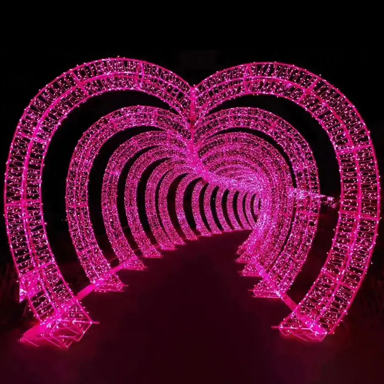 Decorazione di illuminazione impermeabile per matrimonio di san valentino per esterno con lettera d'amore a luce luce a forma di cuore con motivo luce 3D