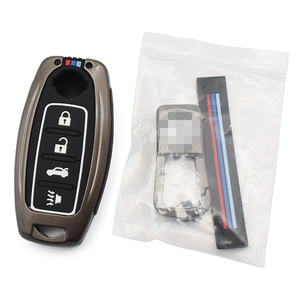 <strong>Luxury</strong> N-issan <strong>2</strong> Buttons Hardware Metal Keychain Fob Vehicle Remote <strong>Keys</strong> Protector Bag Tpu Car <strong>Key</strong> Case Cover Holder - Product Image 2
