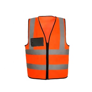 多色定制印花涤纶黄色反光夹克反光背心布拉链实用 - Product Image 3