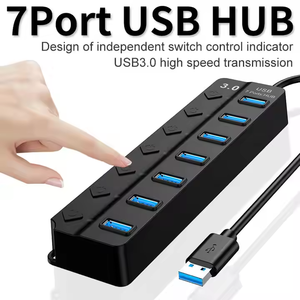 高速7合1 Usb适配器3.0端口7端口Usb数据集线器，适用于计算机Mac Pro台式机笔记本电脑的单个电源开关 - Product Image 2