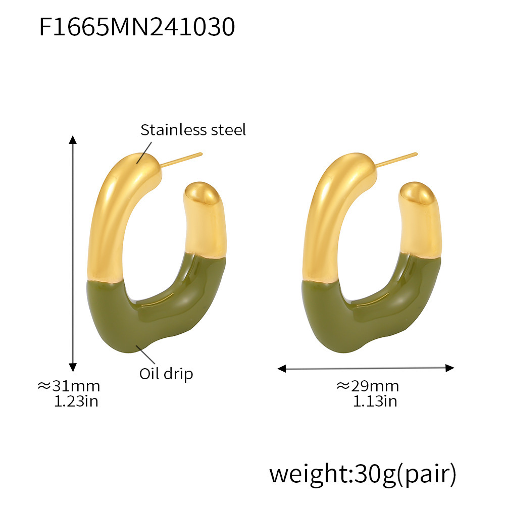 Boucles d'oreilles goutte d'huile vert F1665-gold