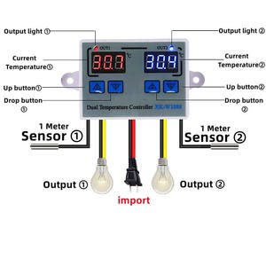 Controlador de temperatura electrónico de control Dual inteligente digital, con interruptor de controlador de temperatura ajustable, con control dual