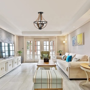 Modern 4-<strong>Light</strong> Adjustable Height Pendant Chandelier Vintage Semi Flush Mount Ceiling <strong>Light</strong> Fixture Metal With Bulb <strong>Light</strong> <strong>Source</strong> - Product Image 3