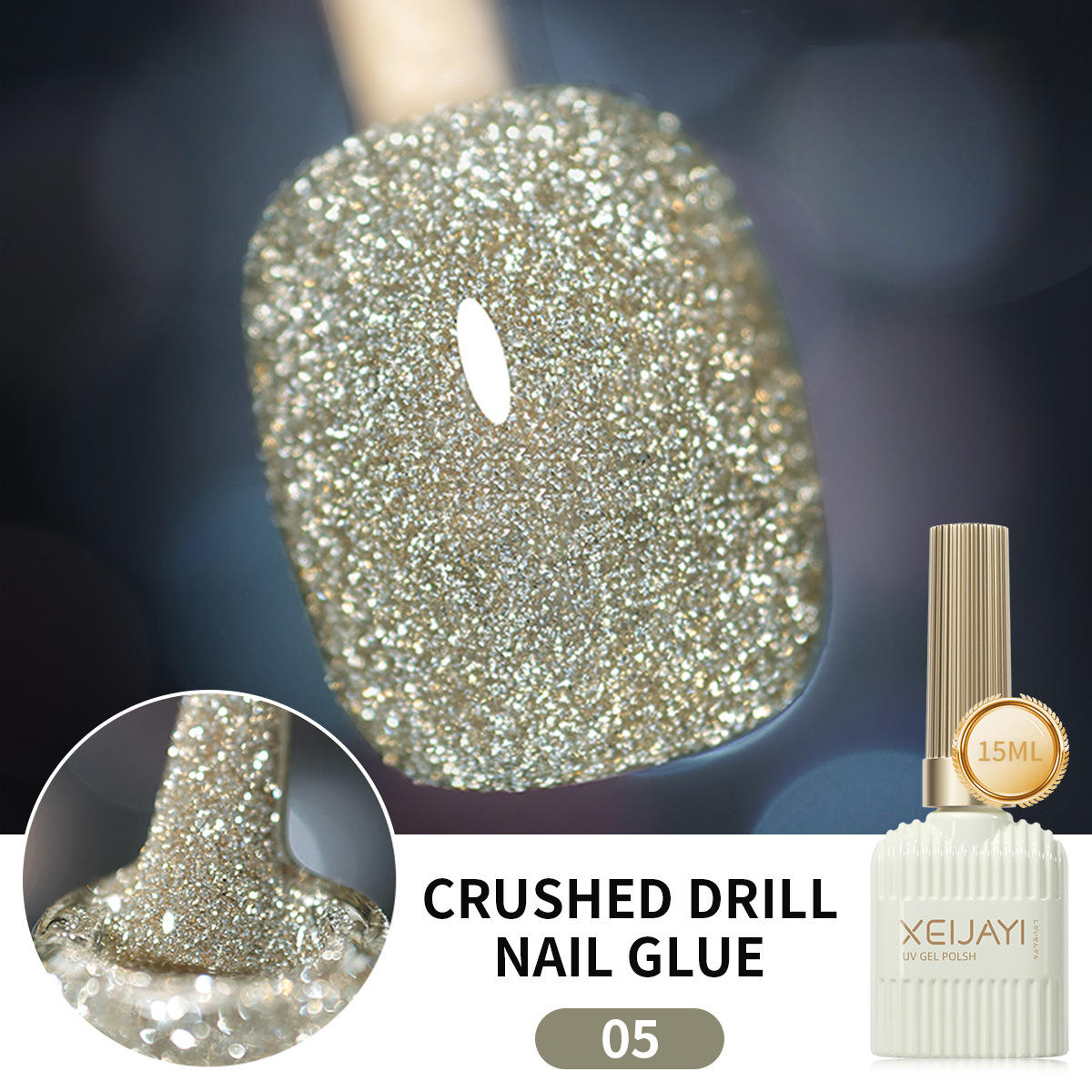 Colle disco réfléchissante effet diamant concassé pour bouteille de lait 05