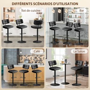 Đen <span class=keywords><strong>Bar</strong></span> phân hiện đại Chiều cao có thể điều chỉnh nhà bếp & Phòng ăn <span class=keywords><strong>Bar</strong></span> Ghế tựa lưng chỗ để chân cho Central Island - Product Image 5