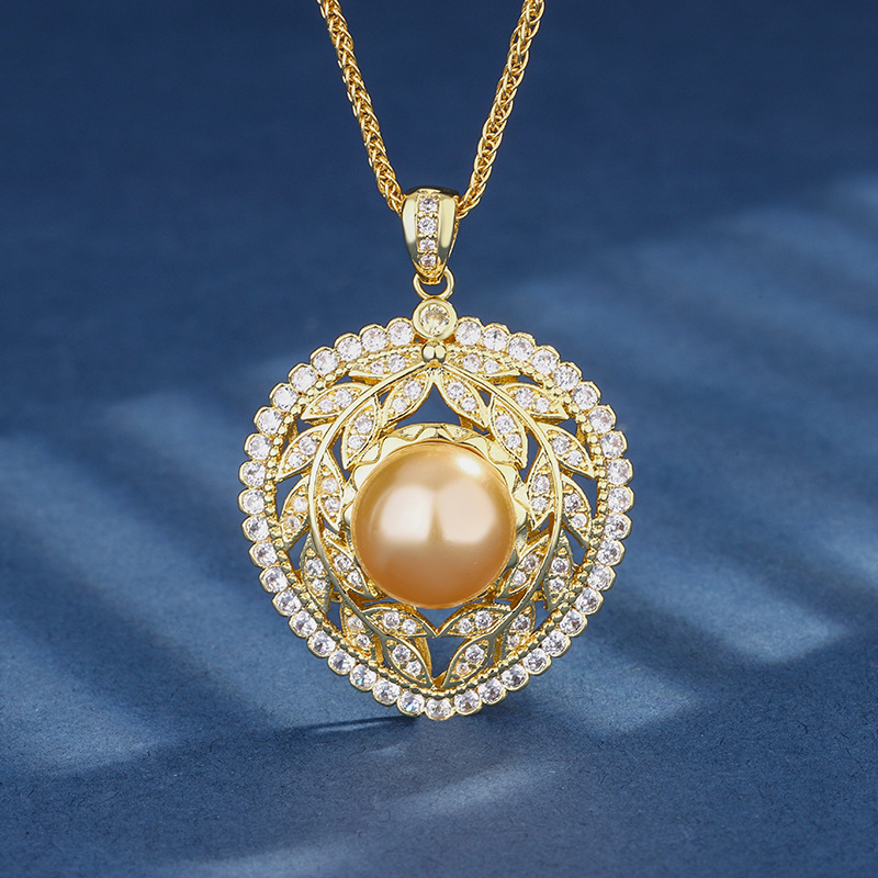 Gold golden balls pendant with Chopin chain