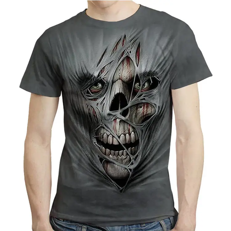 Fashion Normal DTG Printing T Shirt 3D Pattern Hallowmas T-Shirt Custom Design Men Graphic Tee Shirts Wholesale