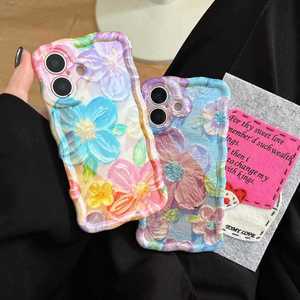 ブルーライト14/13/12/11 iPhone用15p 16プロマックスApple Pro Mac電話ケースツイストエッジ花デザイン - Product Image 4