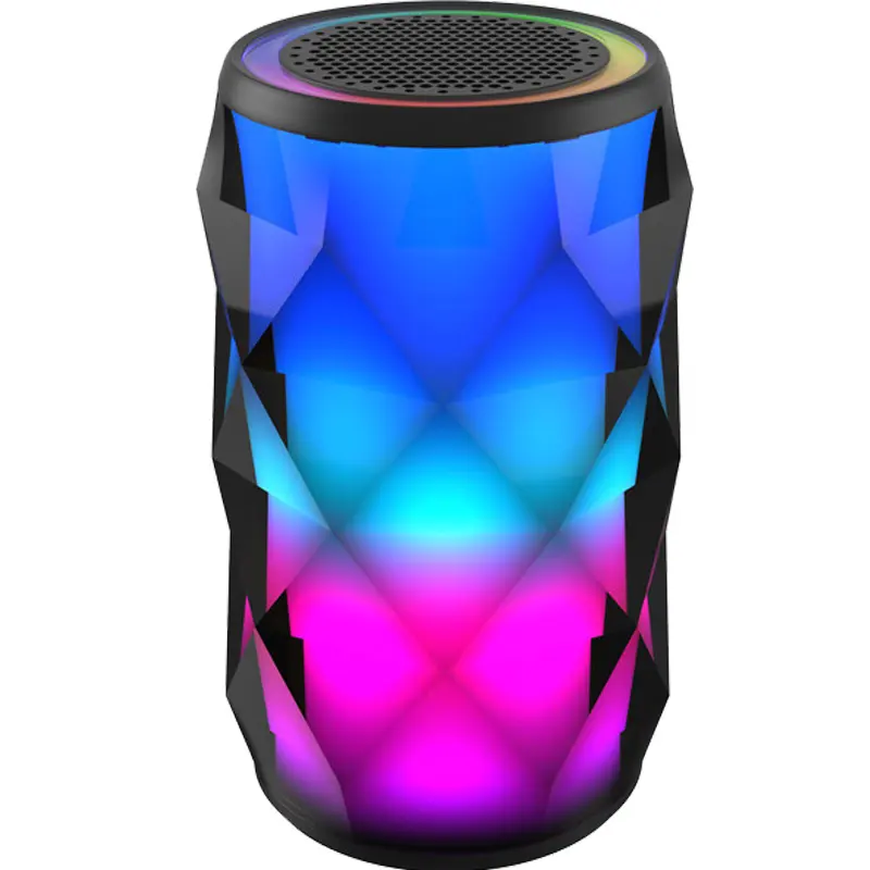 新しいデザインカスタマイズロゴマルチメディアオーディオLEDライトRGBライトショーLEDワイヤレスBluetoothポータブルスピーカーマイク付き