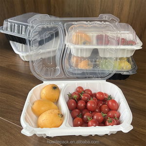 9x6 Inch 1 Comp Microwave Safe Pre <strong>Meal</strong> Polypropylene Dual Color Hinged Takeout Containers Black <strong>Clear</strong> Clamshell Togo <strong>Boxes</strong> - Product Image 4