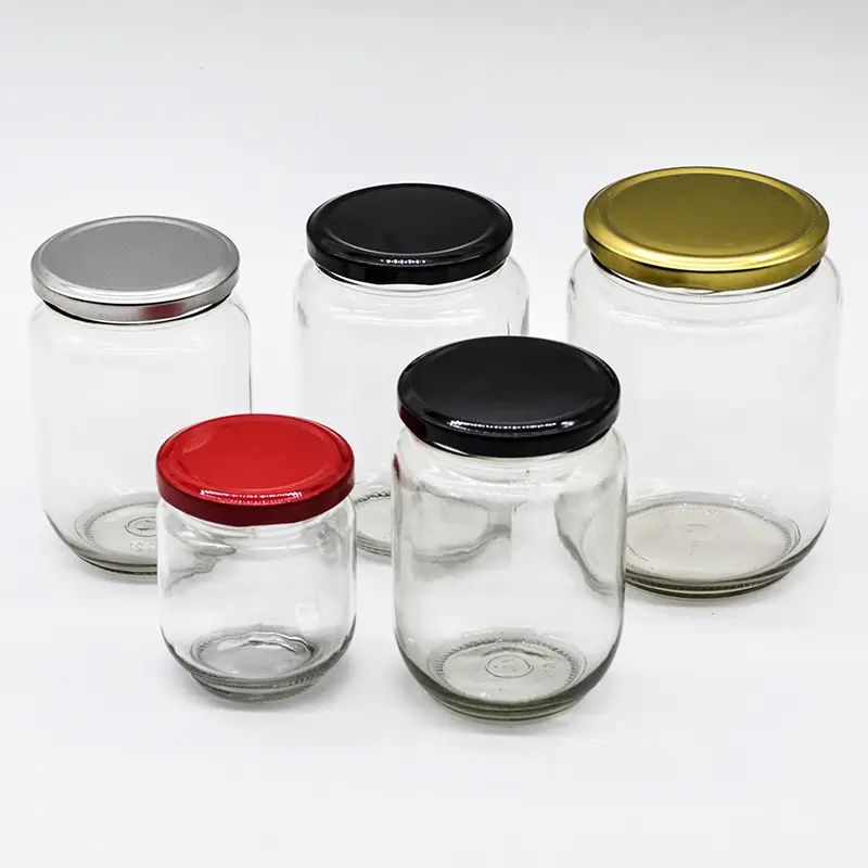 Atacado Casa Louça Jam Jar Natal Design De Vidro De Alimentos Recipiente De Armazenamento Boca Larga Reta Jar De Armazenamento