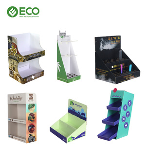 Estante de exhibición de mostrador de piso de cartón personalizado ecológico PDQ Karton caja de exhibición con gancho para POS para soporte de cartón de papel Pop Mart