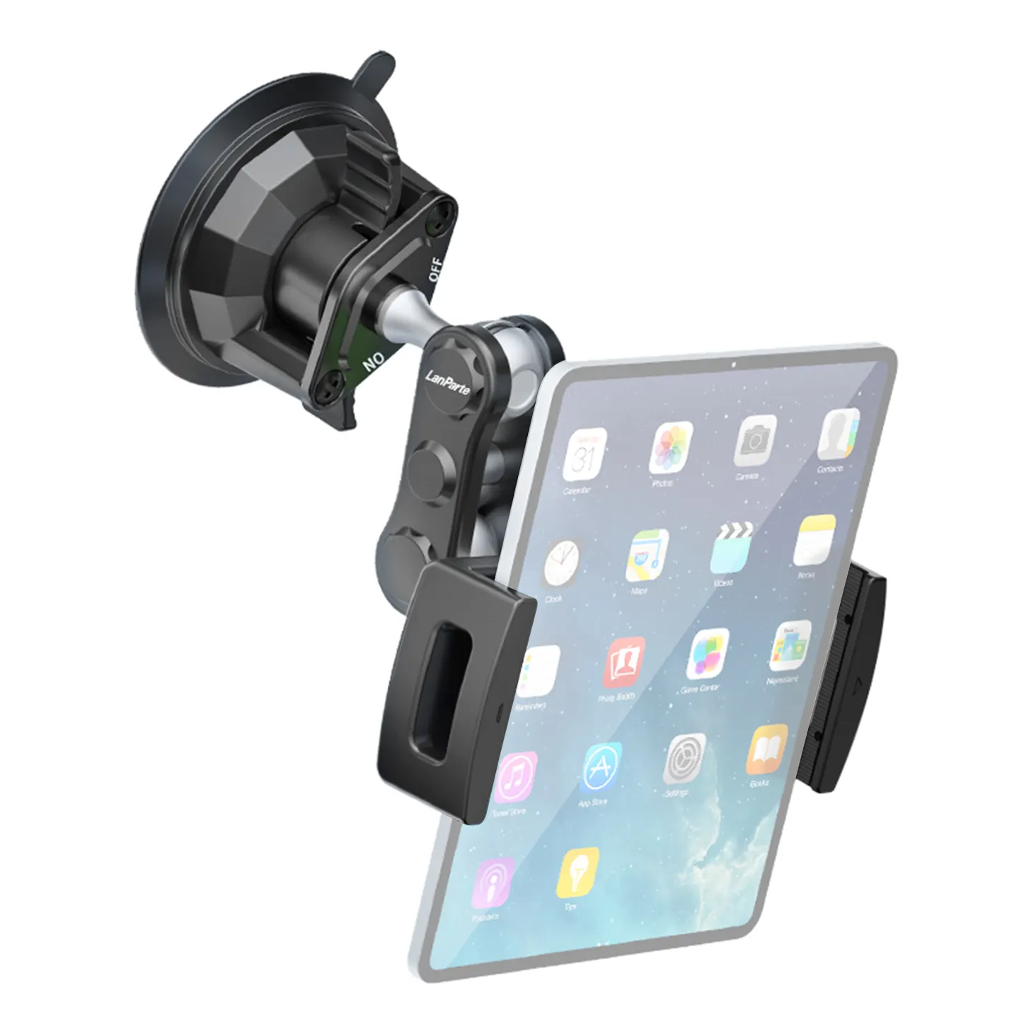 LanParte360回転度iPadタブレット用新車フロントガラスサクションカップマウントタブレットホルダー