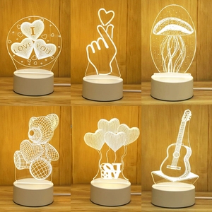 ロマンチックな愛3Dアクリル<span class=keywords><strong>LED</strong></span>ランプ家庭用子供用ナイトライトテーブルランプ誕生日パーティーの装飾バレンタインデーのベッドサイドランプ