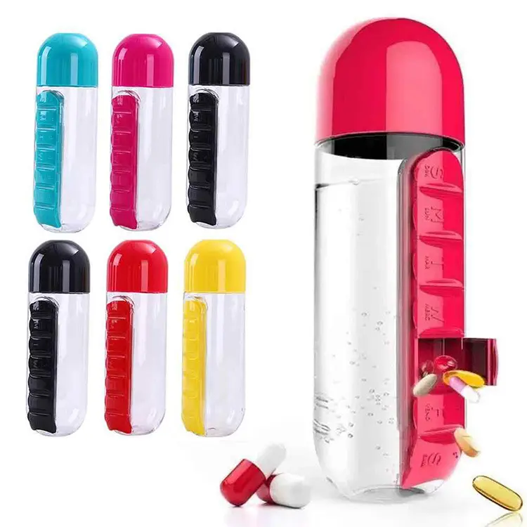 7 Hari Pill Organizer Botol Multifungsi Bpa Gratis Botol Air Plastik dengan Kotak Pil