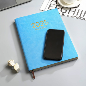 2025日记新款A4记事本2024英语日程表笔记本创意皮革纹理学生办公室日程表笔记本