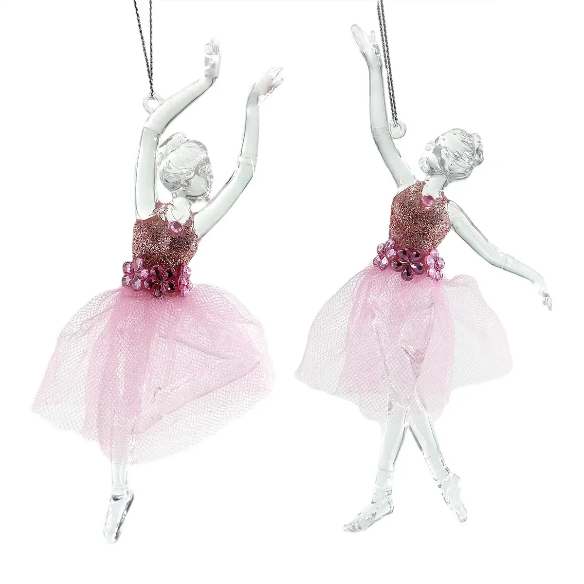Wholesales decorações de balerina para festa, enfeites de decoração de balé rosa e plástico com 6 polegadas para decoração de festa de natal