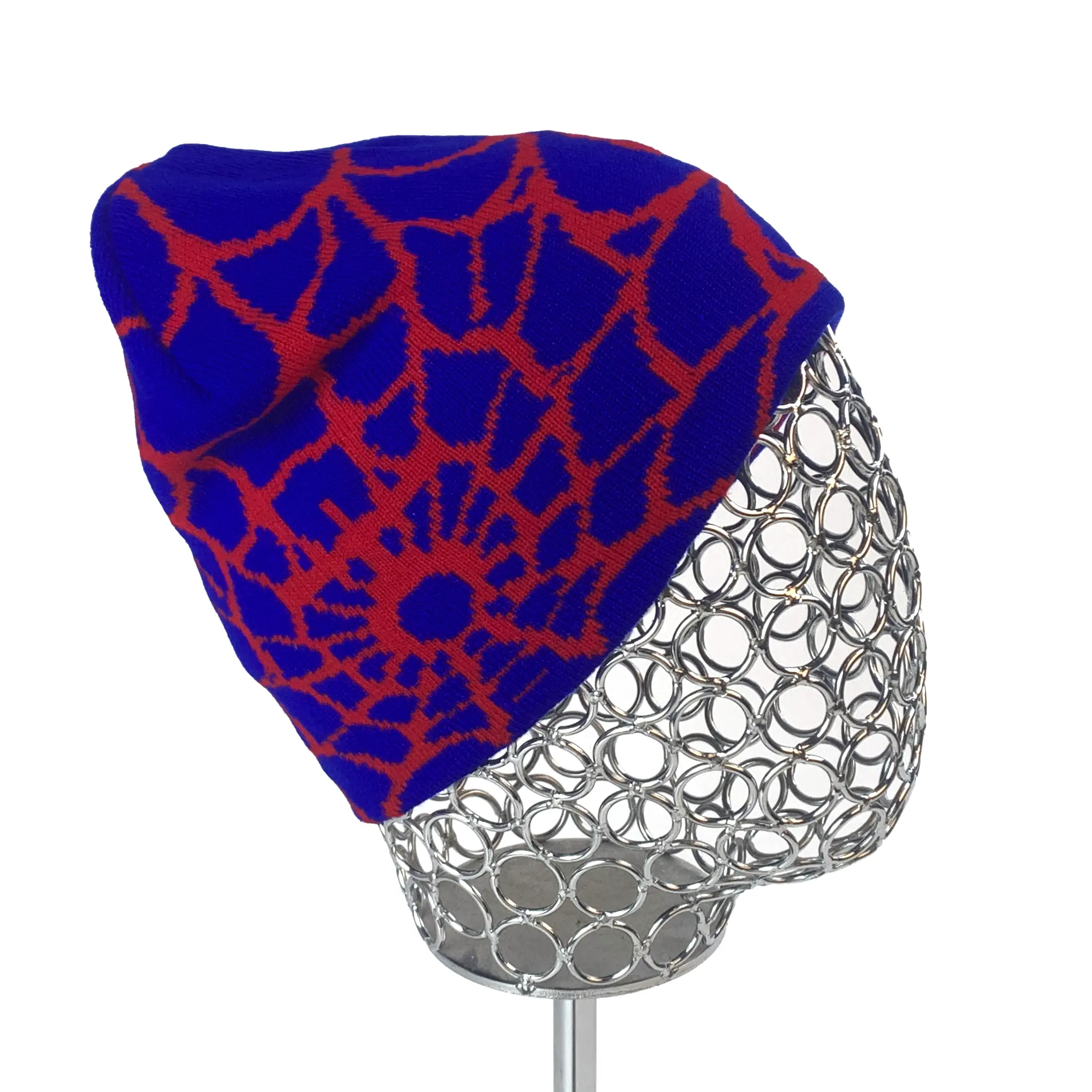 Vente en gros de chapeaux d'hiver personnalisés tricotés en diamant de mode unisexe jacquard toile d'araignée colorés de créateur de haute qualité