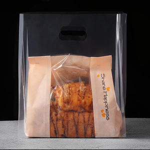 定制模切<span class=keywords><strong>PE</strong></span>塑料袋侧扣板支架风格烘焙包装个性化标志纸箱包装面包包装袋