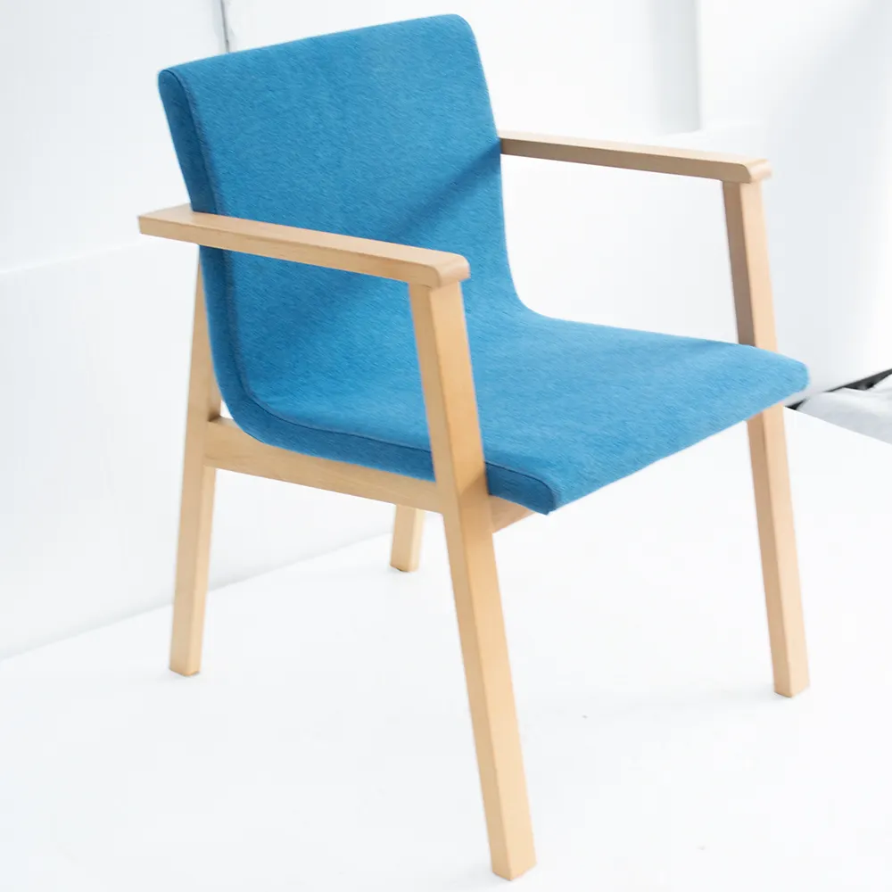 Silla de tela con patas de madera para el hogar, asiento de ocio para sala de estar, sillón de café, venta al por mayor
