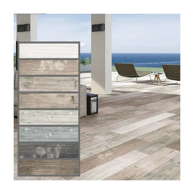 Interior 150x900mm porcelain wooden rustic floor tiles anti-slip white brown gray wood look ceramic tile