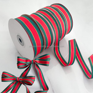 OKAY vente en gros 9mm 15mm 19mm 25mm ruban de <span class=keywords><strong>Satin</strong></span> rayé vert rouge pour la décoration de cadeau de bricolage de Noël