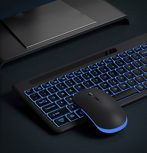 Teclado de ratón inalámbrico de modo Dual, 2,4G, azul, con almohadilla retroiluminada RGB, soporte de teléfono para mac, windows, portátil y Escritorio - Product Image 4