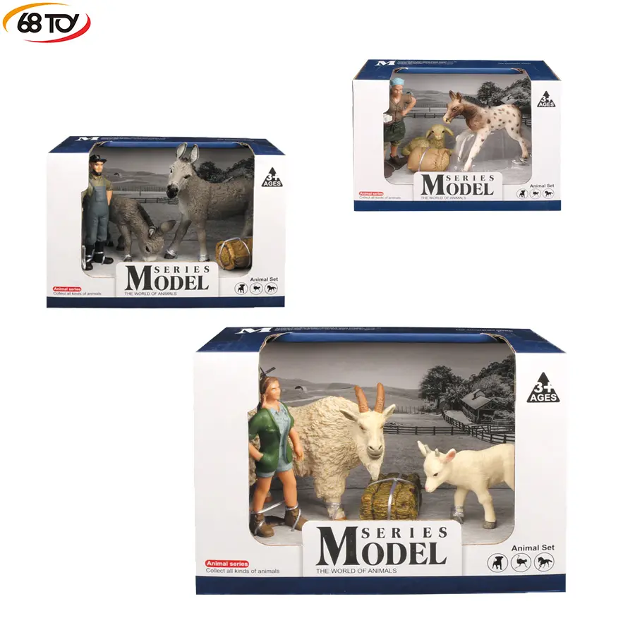 68Toy yeni çiftlik hayvan oyuncak çocuklar için hobi modeli seti ile yüksek kalite plastik at koyun domuz figürinler