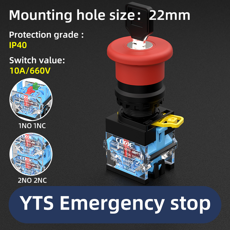 Botón de parada de emergencia IP40 YTS