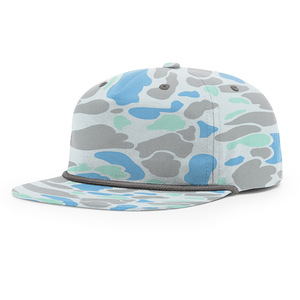Richardson 256 Camo Snapback Flat Brim Rope Baseball Cap Custom <strong>With</strong> Embroidered Logo and Drawstring Leather <strong>Patch</strong> Rubber Logo - Product Image 6