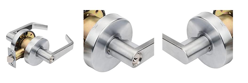 SENHO Hardware AUG-00-26D Grade 2 Commercial Duty Office Door Keyed Lever Lockset ADA Satin Chrome Finish