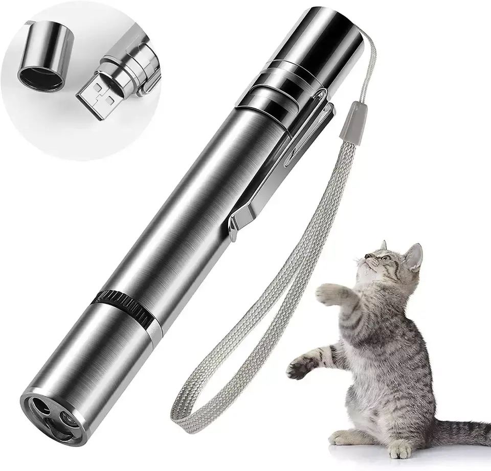 Penjualan Terbaik Laser Pointer Kucing Mainan Merah Dot LED Cahaya Pointer Interaktif Isi Ulang USB Laser Pena Mainan Berkelanjutan 1.5Cm * 11.5Cm