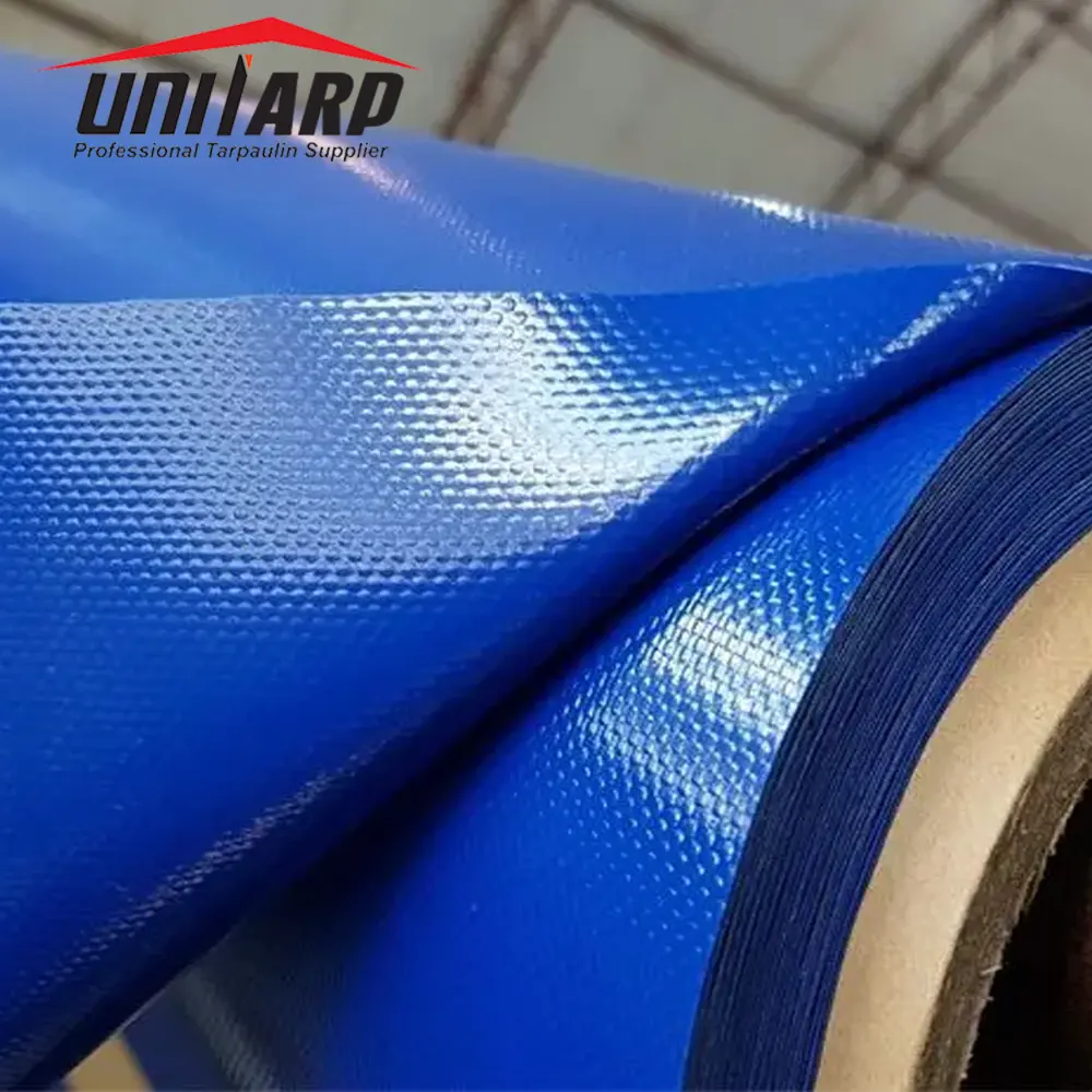 Uni-tarp nhà máy 610gsm 750gsm tarps 3.45m linh hoạt PVC dao tráng vải bạt cho lều, xe tải Bìa