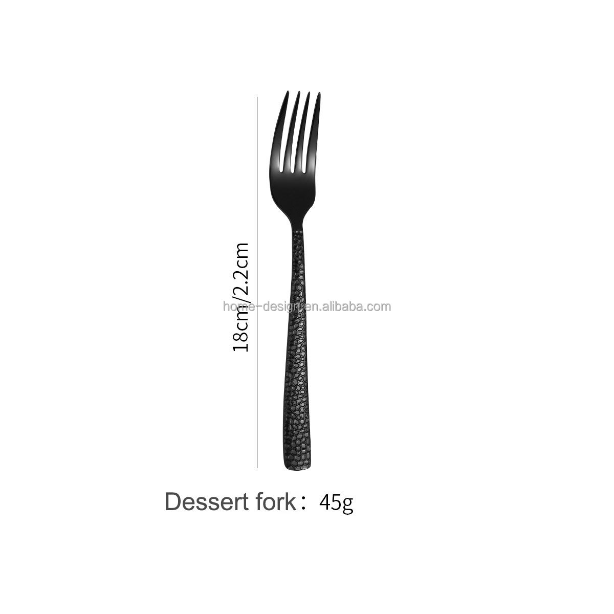 fourchette à dessert argentée-noire