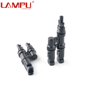 批发1500V 50A IP67并联公母插头卡扣式T分支2对1型光伏系统太阳能连接器