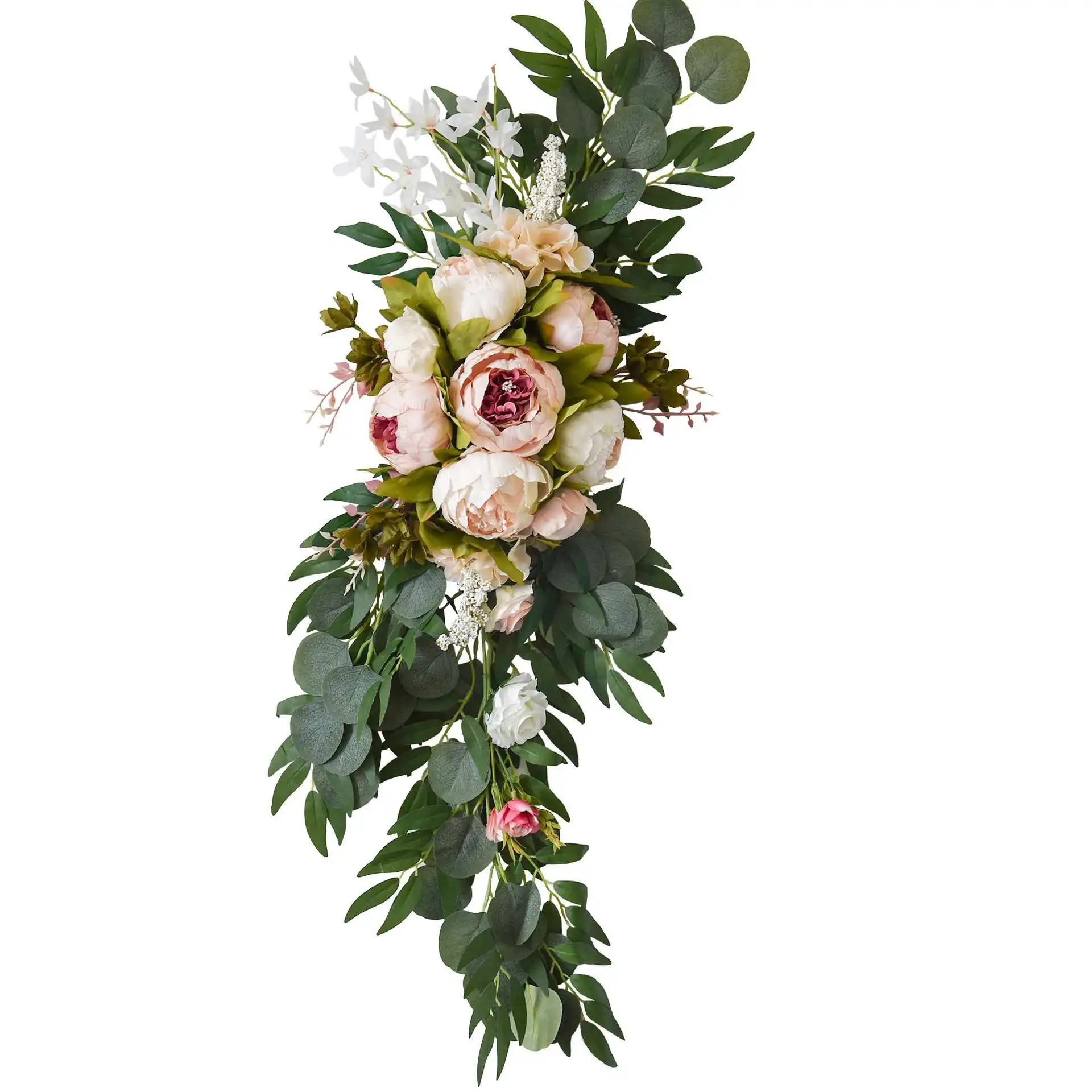 Guirlande Fleur Fleurs Suspendues Artificielles Pour Mariage Guirlandes Rose Rose Blanc Vigne Fond Souci Décoration Rotin 12 Arche