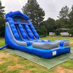 Tobogán de agua inflable palmera mármol azul Nip deslizamiento en un tobogán de agua con piscina para la venta - Product Image 6