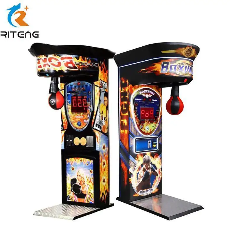 Parque de atracciones que funciona con monedas Electronic Boxing King Adult Redemption Arcade Machine Black Boxing Punch Measure Machine